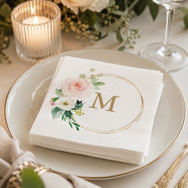 Monogram Wedding Napkin Cocktail Napkin (Creator Uploaded)