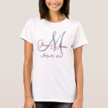 Monogram Wedding Party T-Shirt<br><div class="desc">Save the Date Monogram Wedding T-Shirt. Make these elegant wedding t-shirts up and give them as gifts to your wedding party by adding your initial,  names and date. You can pick the colours and of course customise with your personal information. Design by Elke Clarke©2008</div>