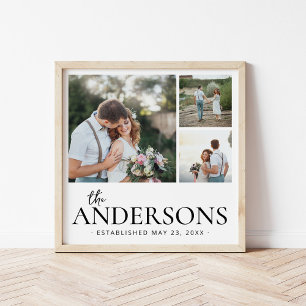 Monogram Wedding Photo Collage Poster