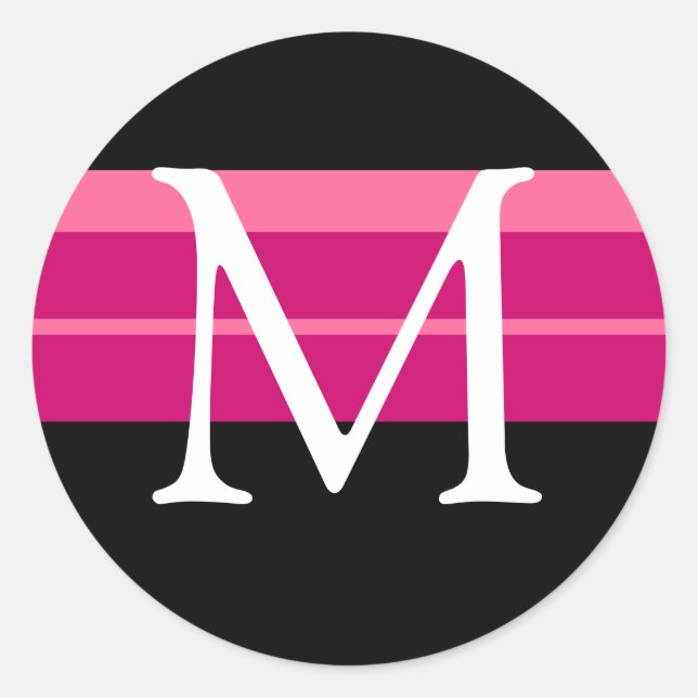 Monogram Wedding Pink Black White Envelope Sticker (Front)