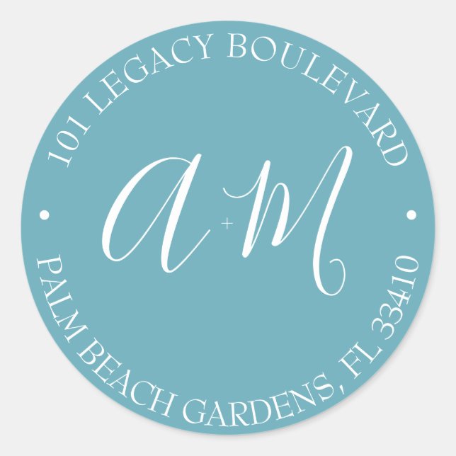 Monogram Wedding Return Address Classic Round Stic Sticker (Front)