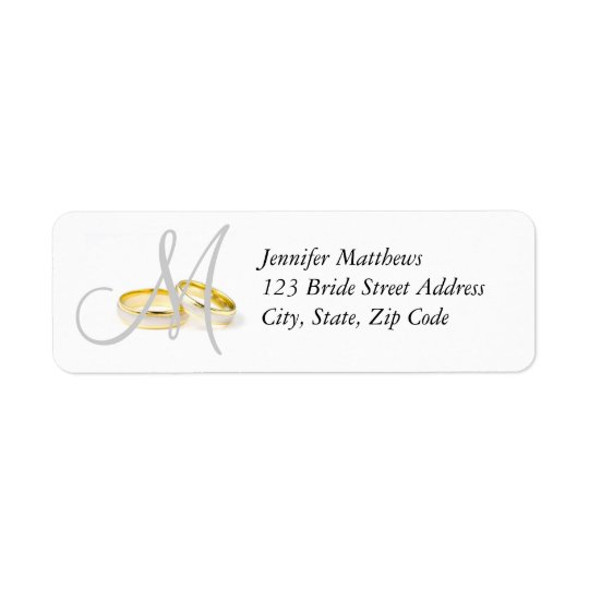 Monogram Wedding Rings Return Address Labels