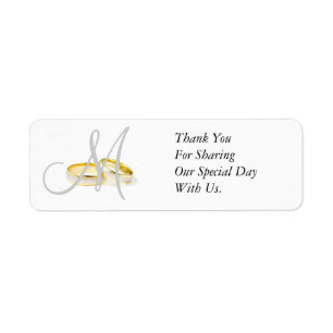 Monogram Wedding Rings Thank You Labels