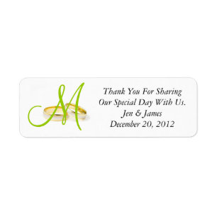 Monogram Wedding Rings Thank You Labels Green