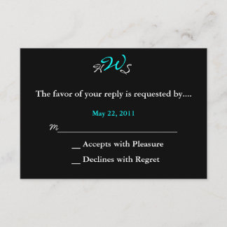 Monogram Wedding RSVP black white