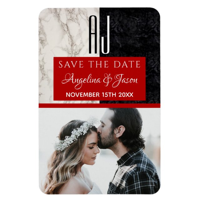Monogram Wedding Save The Date Invitation Magnet (Vertical)