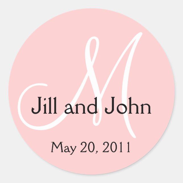 Monogram Wedding Save the Date Pink Sticker (Front)