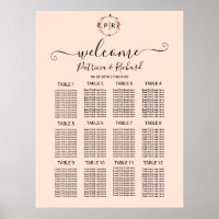 Monogram Wedding Seating Chart Sign Foam Board