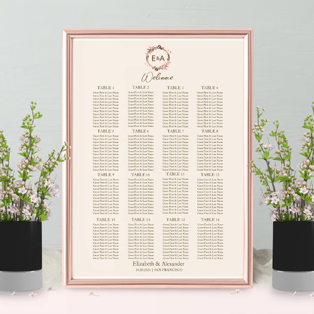 Monogram Wedding Seating Chart Sign Foam Board (Creator Uploaded)