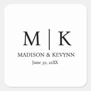 Monogram Wedding Square Sticker