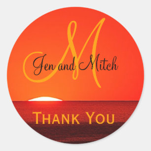 Monogram Wedding Tropical Sunset Envelope Seal