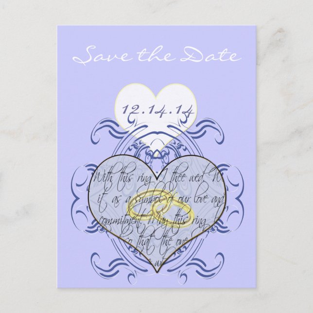 Monogram Wedding Vow Heart Announcement Postcard (Front)