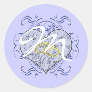 Monogram Wedding Vow Heart Classic Round Sticker