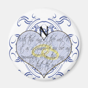 Monogram Wedding Vow Heart Magnet