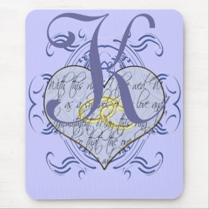 Monogram Wedding Vow Heart Mouse Pad