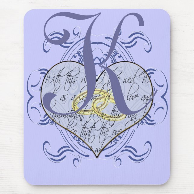 Monogram Wedding Vow Heart Mouse Pad (Front)