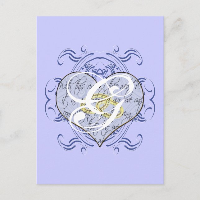 Monogram Wedding Vow Heart Postcard (Front)
