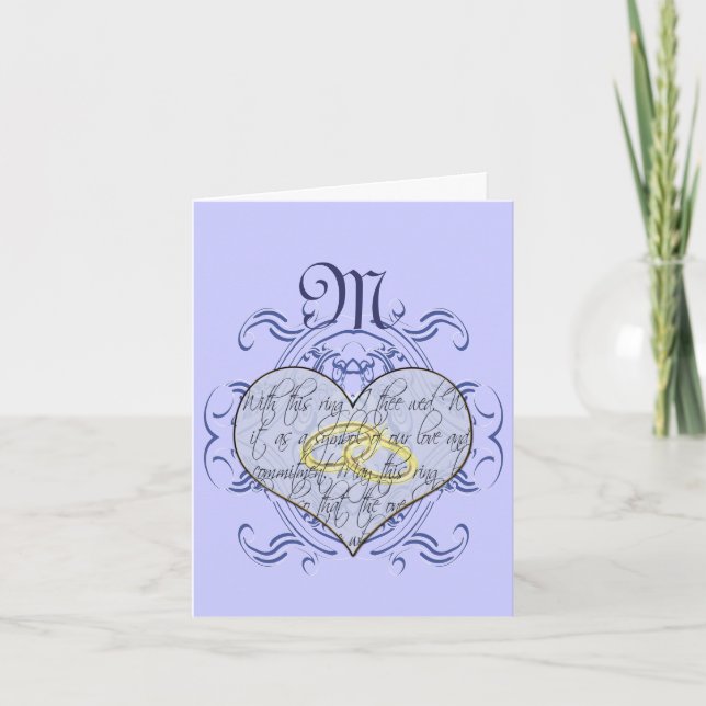 Monogram Wedding Vow Heart Thank You Card (Front)