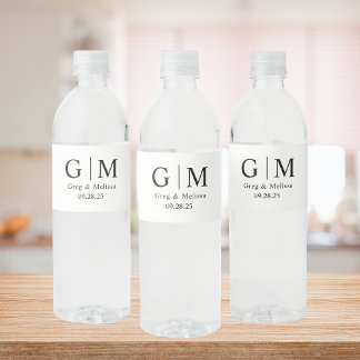 Monogram Wedding Water Bottle Labels Wedding
