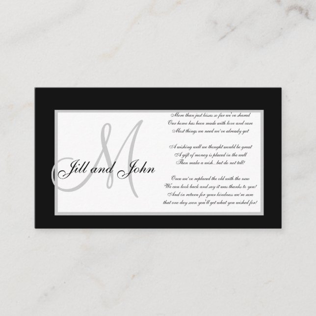 Monogram Wedding Wishing Well Cards (Front)