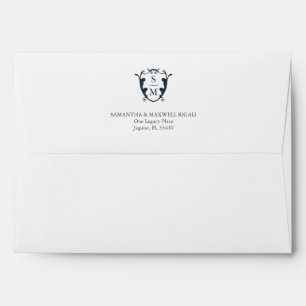 Monogram Weddings Return Address Envelopes Blue