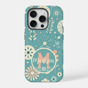 Monogram Whimsical Blooms iPhone 15 Pro Case