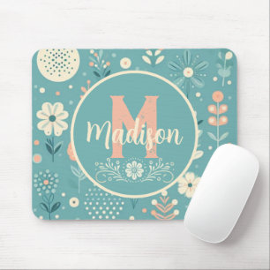 Monogram Whimsical Blooms Mouse Pad