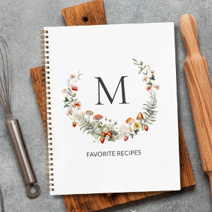 Monogram Whimsical Floral Botanical Family Recipe Notebook