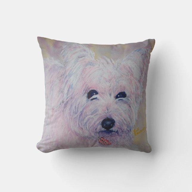 MONOGRAM WHIMSICAL WEST HIGHLAND TERRIER CUSHION (Front)