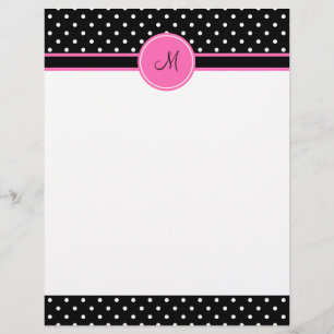 Monogram White and Black Polka Dot Pattern
