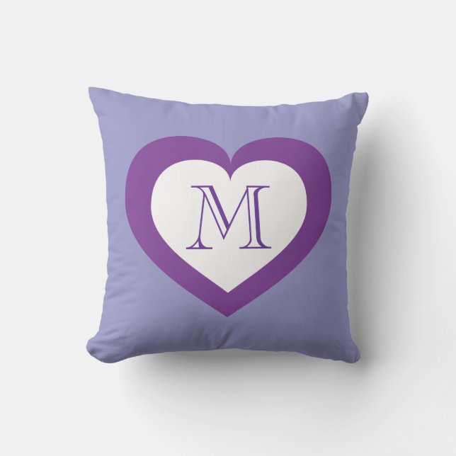 Monogram white and purple heart cushion (Front)