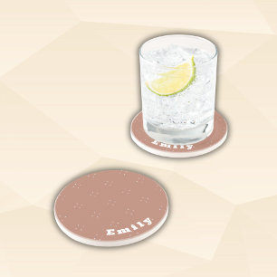 Monogram white arrow on mocha mousse background   coaster