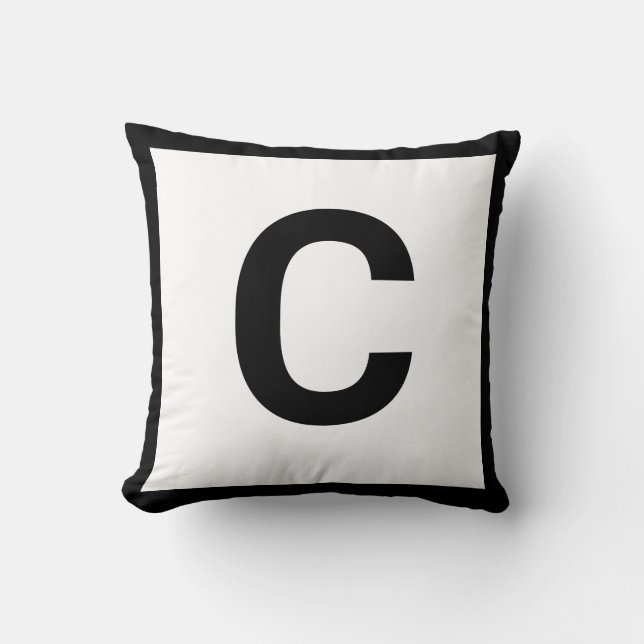 MONOGRAM WHITE BLACK DOUBLESIDED Cushion Pillow (Front)