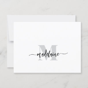Monogram White Black Silver Colour Personal  Postcard