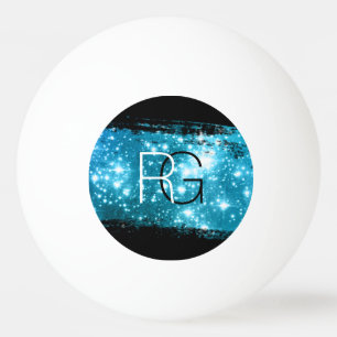Monogram White & Black, Stardust Brush Stroke Ping Pong Ball