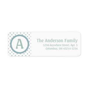 Monogram White BlueGreen Polka Dot Address Label Return Address Label