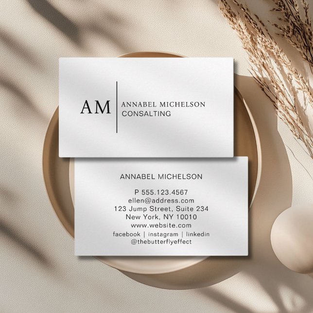 Monogram White Business Card (Monogram White Business Card)