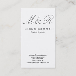 Monogram White Clean Consultant Business Card