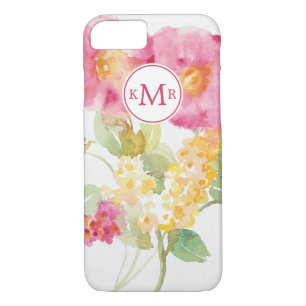 Monogram   White Daisy on Blue iPhone 8/7 Case