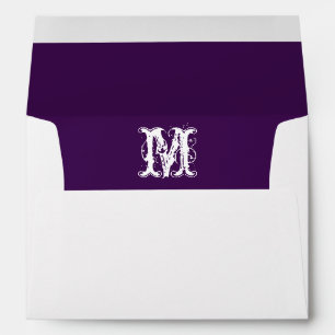 Monogram White Envelope, Plum  Liner Envelopes