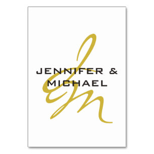 Monogram White Gold Colour Plain Modern Minimalist Table Number