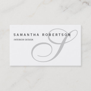 Monogram White Interior Designer Business Card