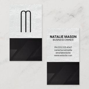 Monogram   White Leather   Line Pattern Business Card