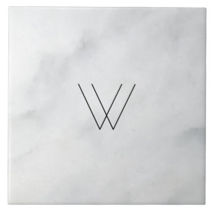 Monogram White Marble Ceramic Tile
