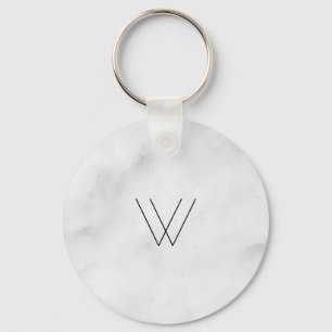 Monogram White Marble Key Ring