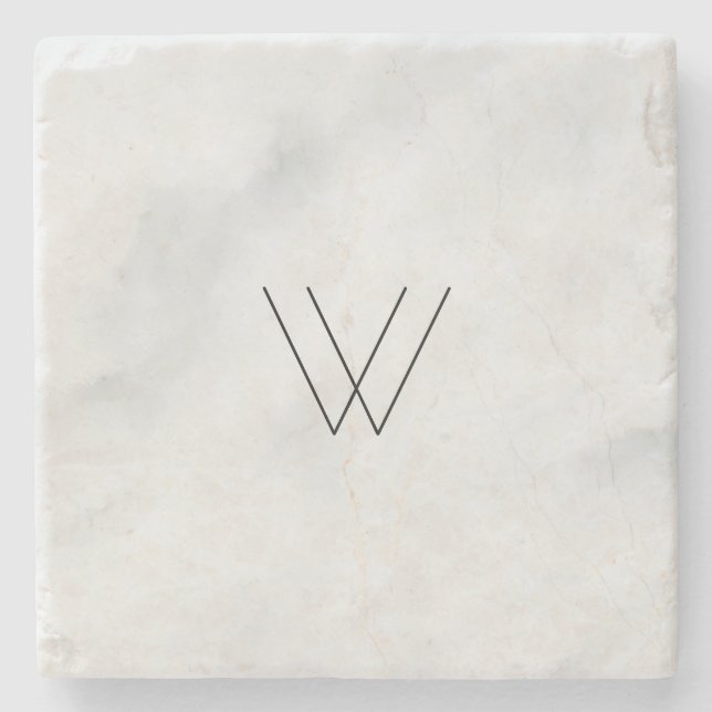 Monogram White Marble Stone Coaster (Front)