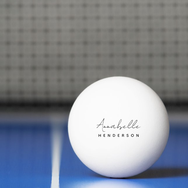 Monogram White | Modern Minimalist Stylish Ping Pong Ball (Net)