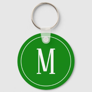 Monogram White on Green Keychain