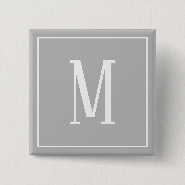 Monogram White on Grey Square Button (Front)