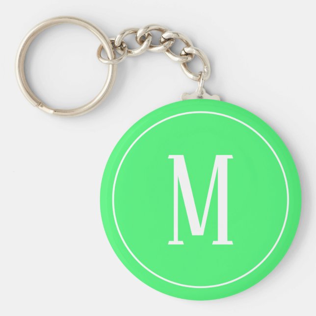 Monogram White on Light Green Keychain (Front)